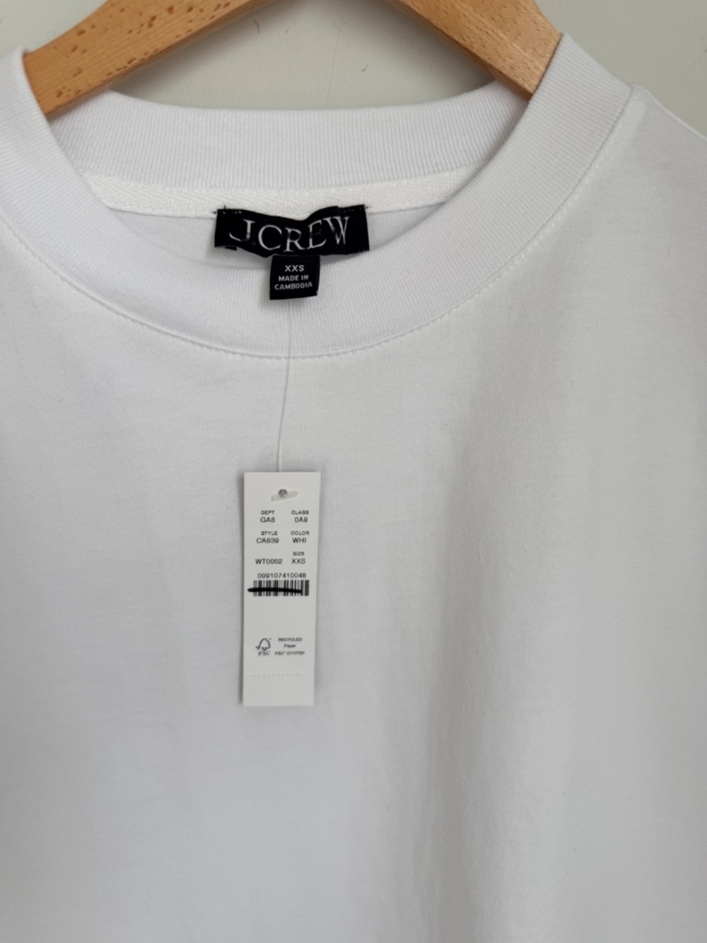 NWT J.Crew White Boyfriend jersey relaxed cropped T-shirt SZ XXS - Picture 5 of 6